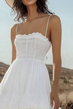 Ivory Tiered Corset Boho Maxi Western Wedding Dress with Lace