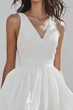 Ivory A Line Boho High-Low Western Wedding Dress