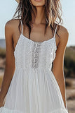 Chiffon Ivory Boho Asymmetrical Western Wedding Dress with Lace