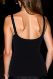 Black Ruched Spaghetti Straps A Line Short Cocktail Dress with Bow
