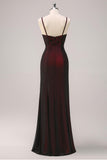 Black Red Maxi Mermaid Spaghetti Straps Beaded Prom Dress