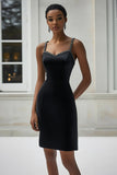Sparkly Short Black Bodycon Cocktail Dress with Beading