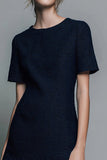 Black Tweed Short Sleeves Date Night Outfits with Ruffles