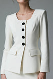 2 Piece Ivory  Bodycon Satin Short Single Breasted Business Suits with Sleeves