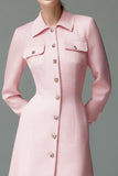Pink Collar Neck Single Breasted One Piece Short Blazer Dress with Sleeves