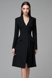 Black Peak Lapel Short Formal Blazer Dress with Sleeves