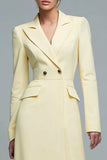 Peak Lapel High-Low Daffodil Long Sleeves Blazer Dress