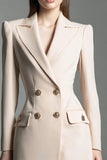 Champagne Satin Peak Lapel Short Bodycon Blazer Dress