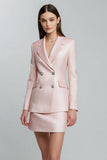 Pink Notched Lapel Short 2 Piece Business Suits with Sleeves