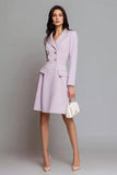 Notched Lapel Double Breasted Lilac Short Blazer Dress