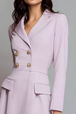 Notched Lapel Double Breasted Lilac Short Blazer Dress