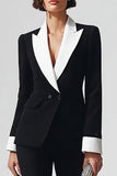 Black Peak Lapel Flare Leg 2 Piece Formal Business Suits with Sleeves