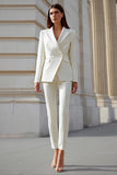 Ivory 2 Piece Tight Leg Fitted Business Suits with Sleeves