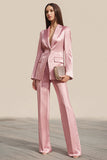 Dusty Rose 2 Piece Satin Long Sleeves One Button Business Suits