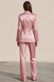 Dusty Rose 2 Piece Satin Long Sleeves One Button Business Suits