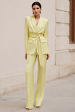 2 Piece Daffodil Peak Lapel Business Suits with Sash