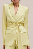 2 Piece Daffodil Peak Lapel Business Suits with Sash