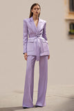 Lilac Peak Lapel Long Sleeves 2 Piece Business Suits with Sash