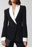 Black 2 Piece Shawl Lapel Long Sleeves Flare Leg Business Suits
