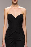 Black Sweetheart Mermaid Maxi Backless Evening Dress with Slit