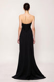 Sheath Sweetheart Maxi Black Evening Dress with Slit