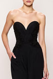 Sheath Sweetheart Maxi Black Evening Dress with Slit