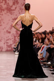 Black Velvet Strapless Mermaid Maxi Backless Evening Dress