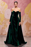 Dark Red Velvet Mermaid Maxi Sweetheart Evening Dress with Cape
