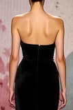 Elegant Black Velvet Strapless Mermaid Maxi Evening Dress