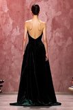 Mermaid Dark Green Strapless Velvet Maxi Evening Dress with Cape