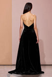 Black Velvet Maxi Mermaid Strapless Evening Dress with Cape