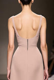 Maxi Champagne Satin Mermaid Backless Evening Dress