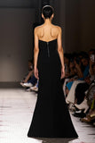 Simple Maxi Black Strapless Sheath Evening Dress
