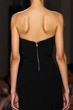 Simple Maxi Black Strapless Sheath Evening Dress
