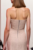 Champagne Sheath Sparkly Sequined Maxi Evening Dress with Slit
