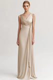 Black V-Neck Sheath Maxi Evening Dress with Ruffles