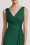 Black V-Neck Sheath Maxi Evening Dress with Ruffles