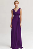 Black V-Neck Sheath Maxi Evening Dress with Ruffles