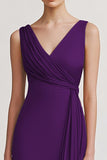 Black V-Neck Sheath Maxi Evening Dress with Ruffles