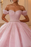 Pink Ball Gown Princess Tulle Tiered Maxi Quinceanera Dress with Appliques