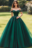 Princess Dark Green Ball Gown Maxi Quinceanera Dress with Appliques