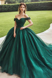 Dark Green Ball Gown Corset Princess Maxi Quinceanera Dress with Appliques