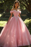 Pink Corset Princess Ball Gown Maxi Quinceanera Dress with Appliques