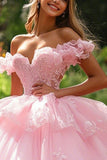 Pink Tulle Ball Gown Maxi Quinceanera Dress with Ruffles