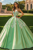 Green Ball Gown Sweetheart Maxi Quinceanera Dress with Appliques