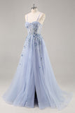 Maxi Sparkly Navy Corset Sweetheart Prom Dress with Appliques