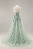 Maxi Sparkly Navy Corset Sweetheart Prom Dress with Appliques