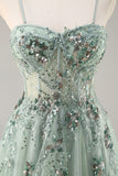 Maxi Sparkly Navy Corset Sweetheart Prom Dress with Appliques