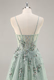 Maxi Sparkly Navy Corset Sweetheart Prom Dress with Appliques