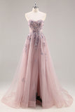 Maxi Sparkly Navy Corset Sweetheart Prom Dress with Appliques